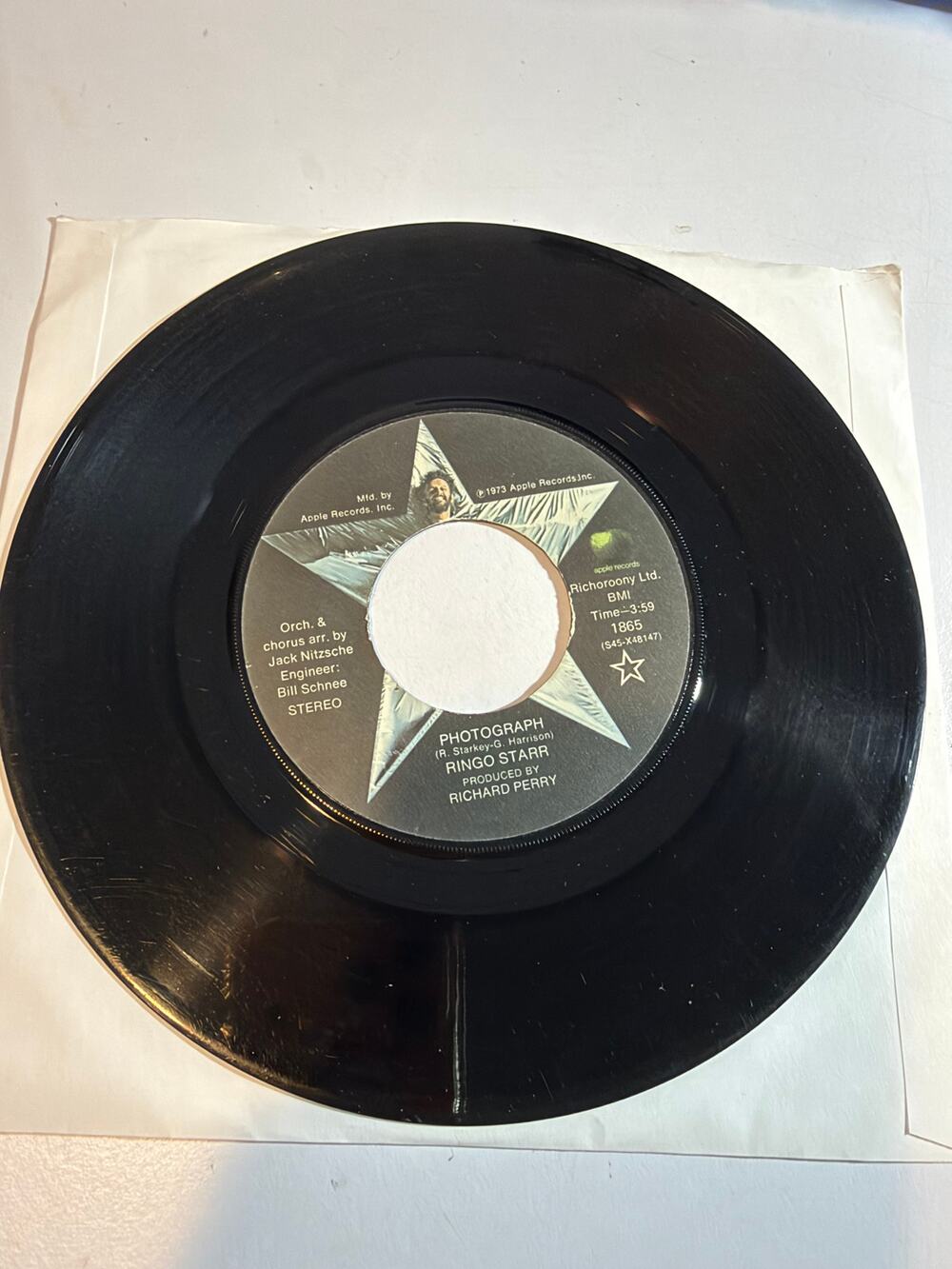 RINGO STARR 45 RPM 7" VINYL - Photograph / Down And Out